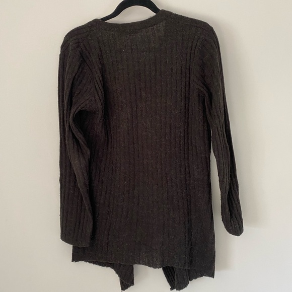 SANDWICH_ Dark Brown Ripped V Neck Long Sweater - Picture 6 of 6
